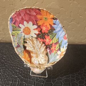 One Of A Kind Embellished Decoupage Seashell Handmade